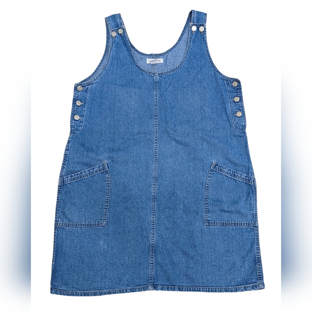Vintage Cherokee *Sz Large*  Denim Jumper Dress Pockets